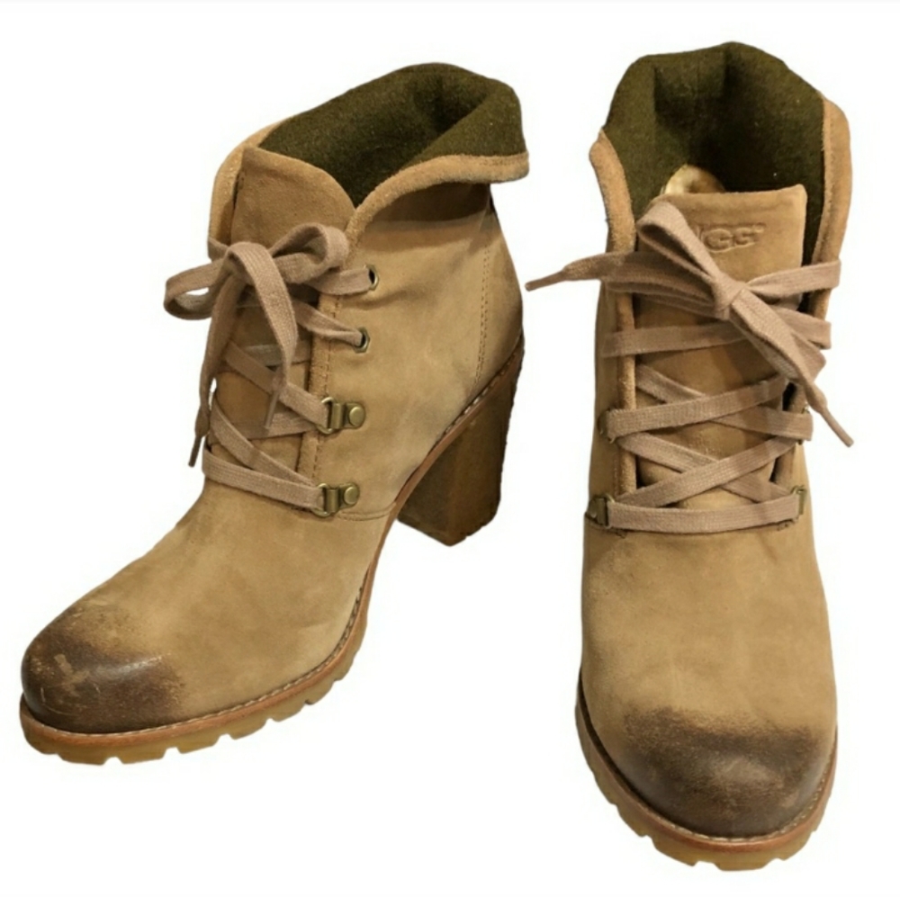 UGG Australia Tan Calynda Heeled Boots Size 11. NWOT!
